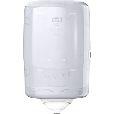 A white automatic soap dispenser mounted on a wall.