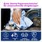 'Extra Strong Paper Wipes for Demanding Environments.' Image of a blue cloth cleaning a metal surface. Symbols: Quick-drying, Oil removal, Tear-resistant when wet, Hand protection.