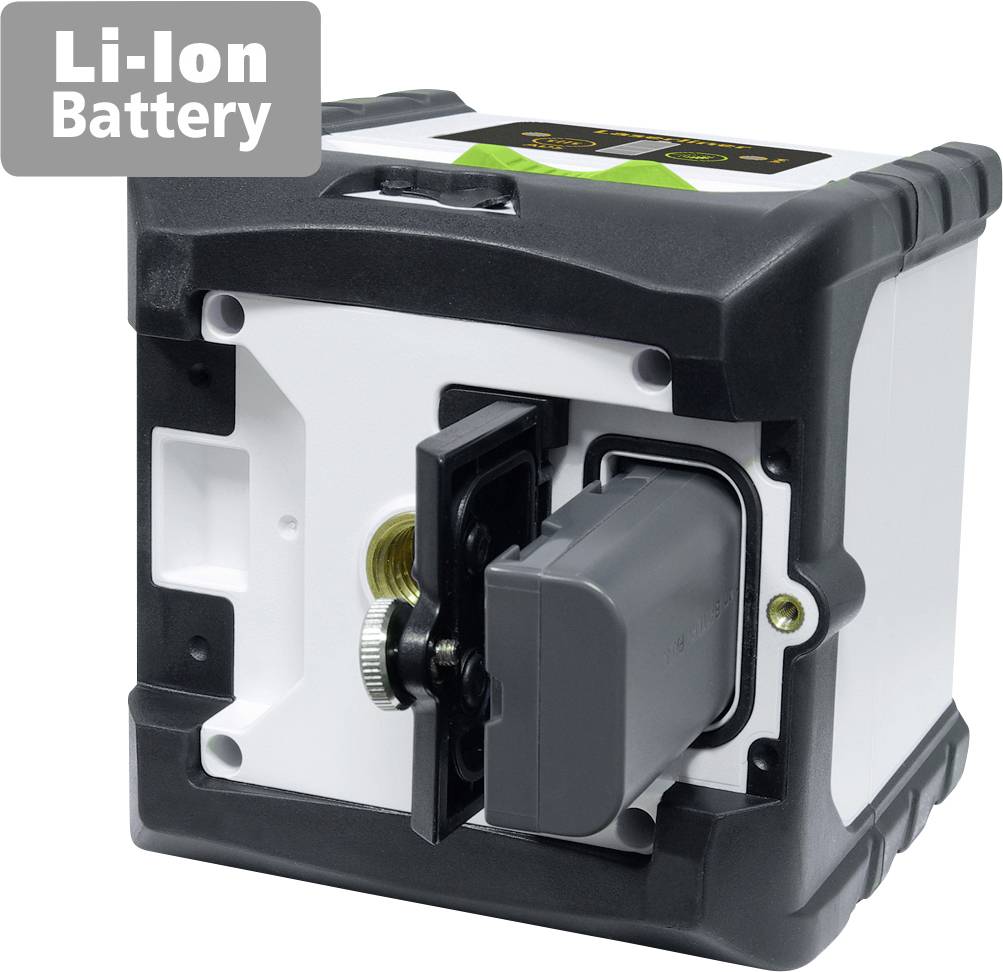 A device with a removable Li-ion battery, used for surveying or technical applications.