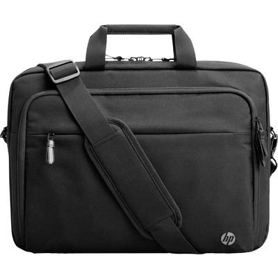 Black laptop bag with shoulder strap and handle. Two zip-up accessory pockets. Suitable for travel and office use.