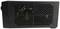 Black rectangular enclosure with a grille on one side, partially revealing an internal structure or component.