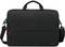 Black laptop bag with shoulder strap and carry handle, red zip on the front pocket, understated design.