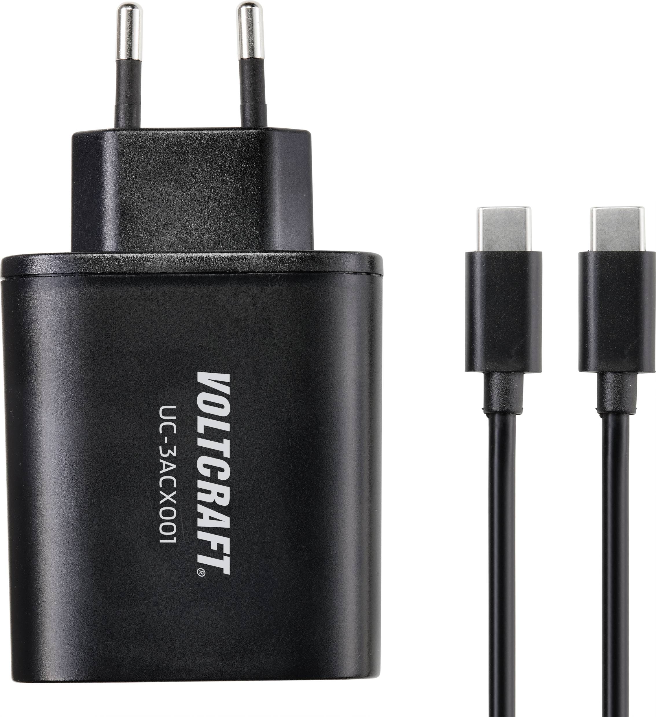 VOLTCRAFT UC-3ACX001 USB charger 38 W 2x USB-A, 1x USB-C® Power Delivery Black Indoors