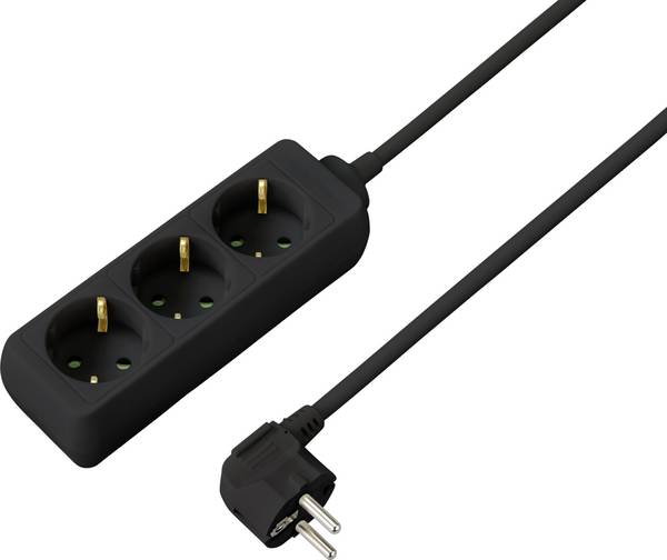 Sygonix SY-4892462 Power strip 3x Black PG connector 1 pc(s)