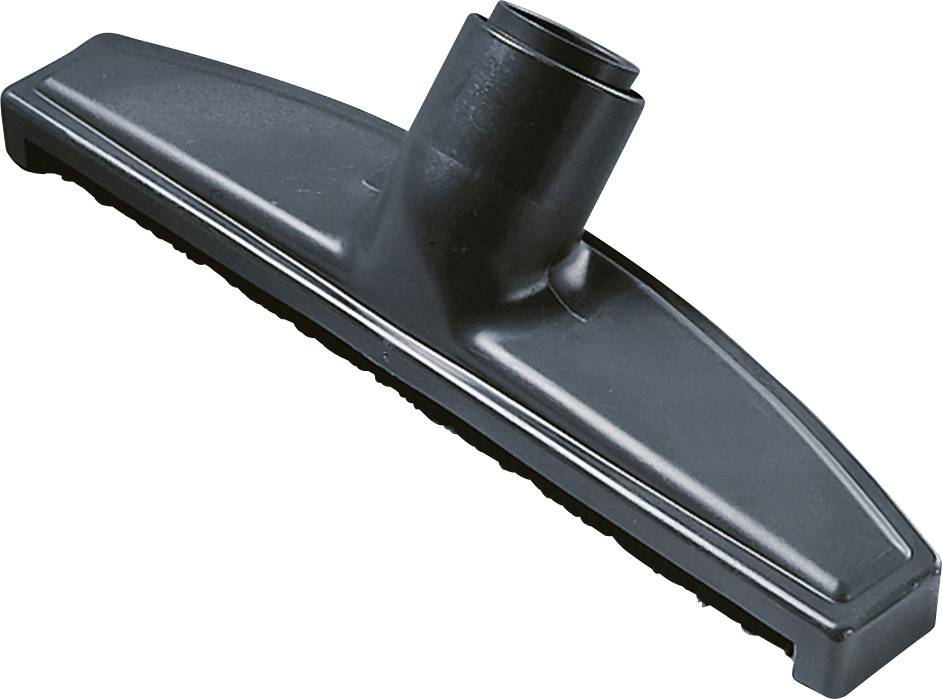 A black vacuum cleaner nozzle with a round connector, suitable for hard floors.