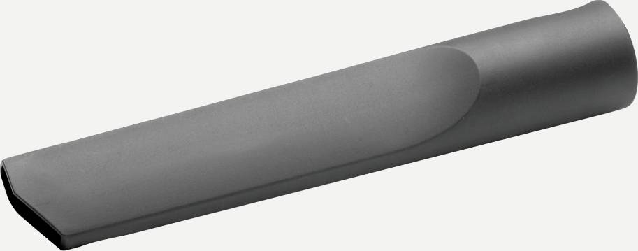 Extension tool for vacuum cleaner, grey plastic nozzle, suitable for narrow gaps and hard-to-reach areas.