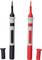 Two test probes, one black, one red, stand upright. They have removable caps at the lower end.
