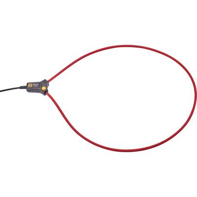 A flexible electrical current sensor with a red cable and black control unit, suitable for measuring electrical currents.