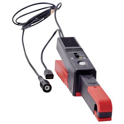 A measuring device with clips and cables. It is designed for analysing electrical currents.