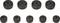 Ten black, round plastic feet arranged in two rows, with the upper row larger than the lower one. Suitable for furniture or equipment.