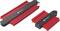 Two red contour gauges with black ruler for precise measurement of irregular shapes, suitable for craft work.