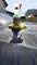 A spray bottle of car cleaner sits on a yellow microfibre cloth, which is placed on the wet bonnet of a car.