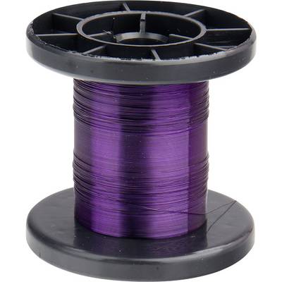 A black plastic spool wound with dark violet wire.