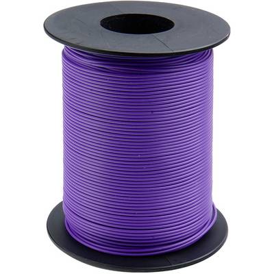 Purple reel with wire or cable, wound on a black spool core.