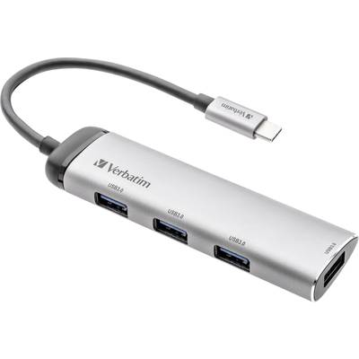 Buy Verbatim 4 ports USB 3.2 1st Gen (USB 3.0) hub + USB C connector, LED  display Grey