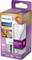 Philips dimmable LED light bulb, warm white, 10.5 W, 1521 lumens, replaces 100 W. E27 fitting, packaged in purple and orange.