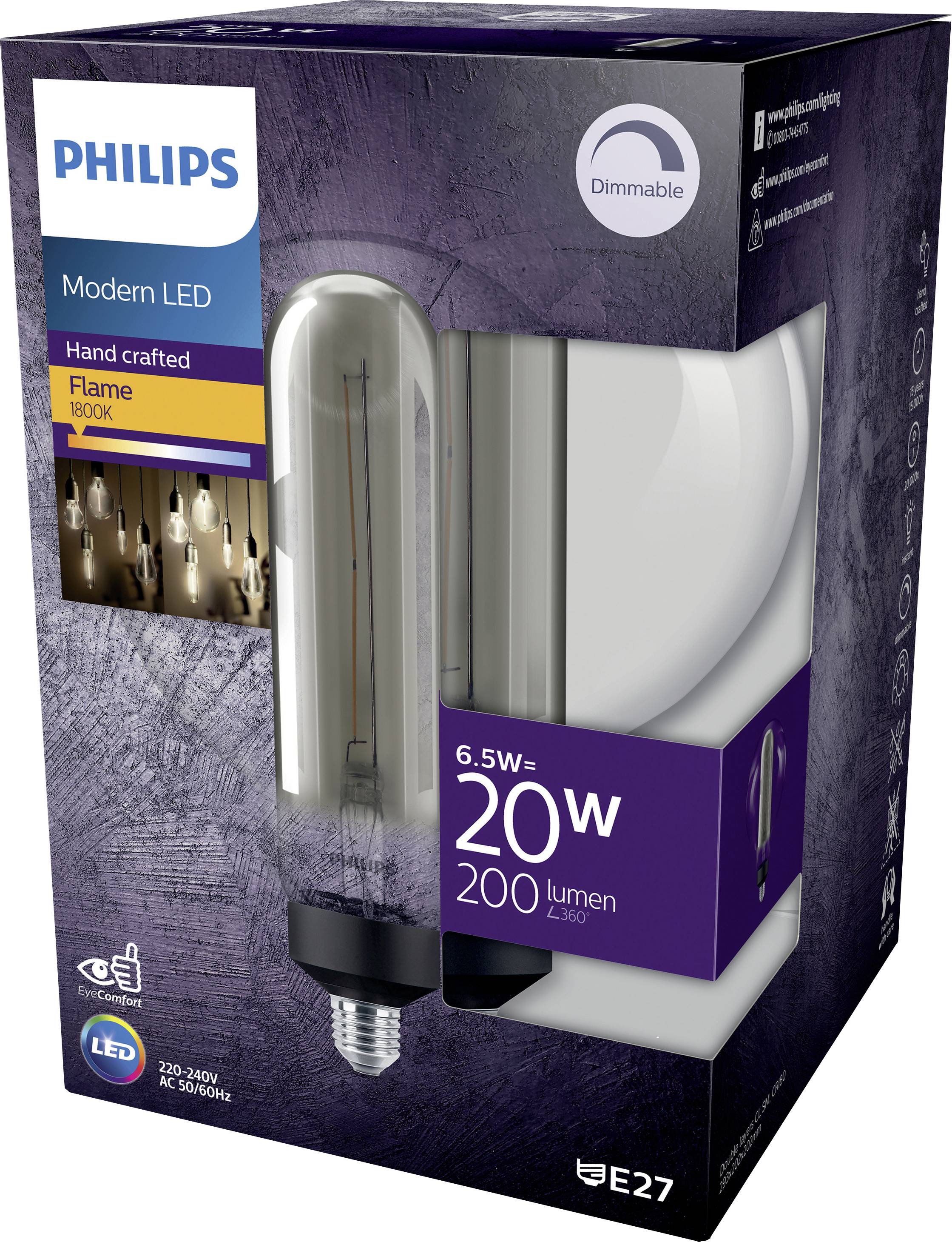 Philips LED 871951431372900 LED (monochrome) E-27 Special shape 6.5 W = 25 W Warm white (Ø x L) 202 mm x 293 mm 1 pc(s)-3
