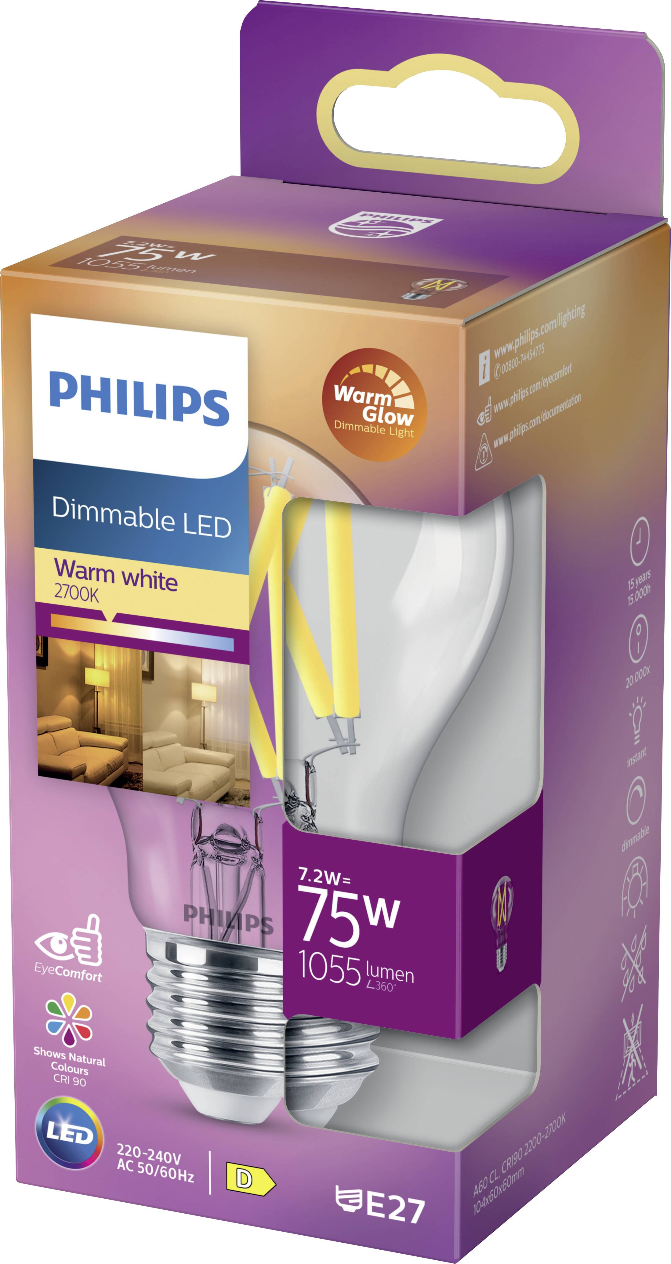Philips LED 871951431372900 LED (monochrome) E-27 Special shape 6.5 W = 25 W Warm white (Ø x L) 202 mm x 293 mm 1 pc(s)-5