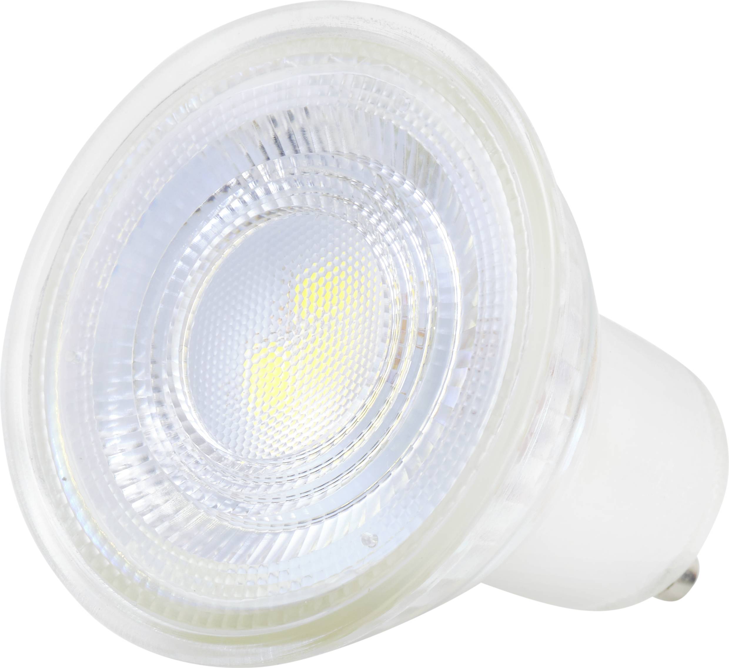 A single white LED light bulb against a white background. It is round and has a transparent front section that reveals the diode.
