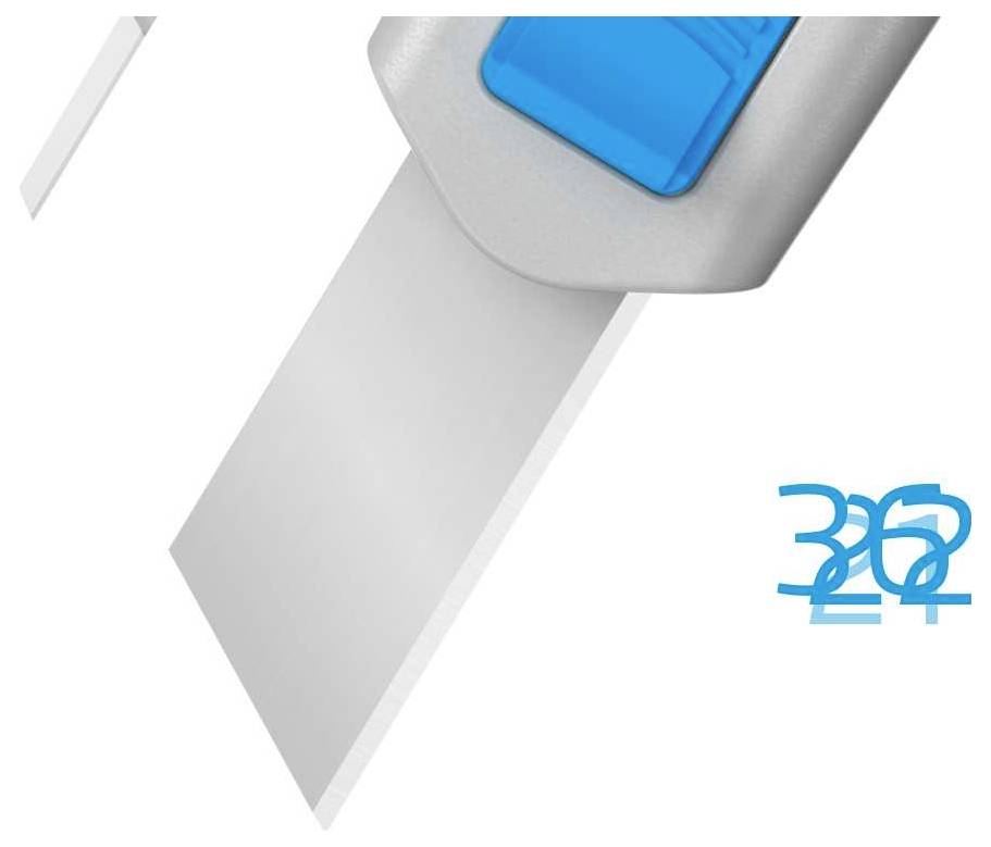 Long metal ruler with blue scale on grey background. Bottom right shows blurred blue numbers '362'.