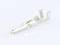 A single metal connector (crimp contact) on a white background. The contact is silvery with golden accents and has a rectangular shape.