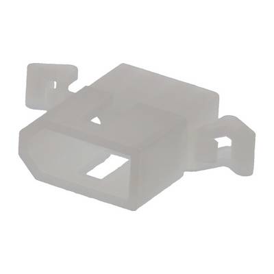 A white, rectangular plastic clip with side hooks for attaching to a surface.
