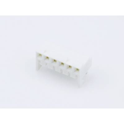 White electrical power strip with six outlets on a white background, for use in electronic circuits.