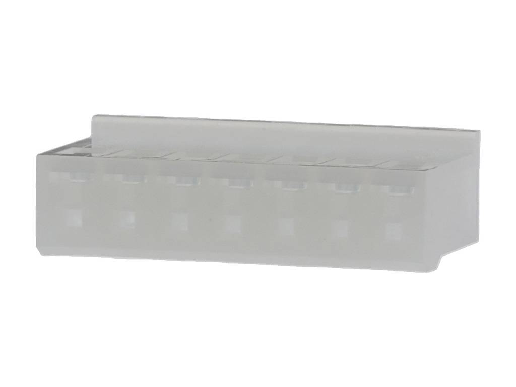 A transparent, rectangular plastic container with several evenly distributed compartments in two rows.