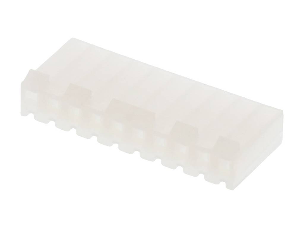 Rectangular transparent plastic block with multiple parallel grooves.