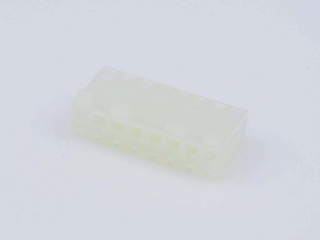 A small, white, rectangular connector with multiple slots, suitable for electronic connections on a circuit board.
