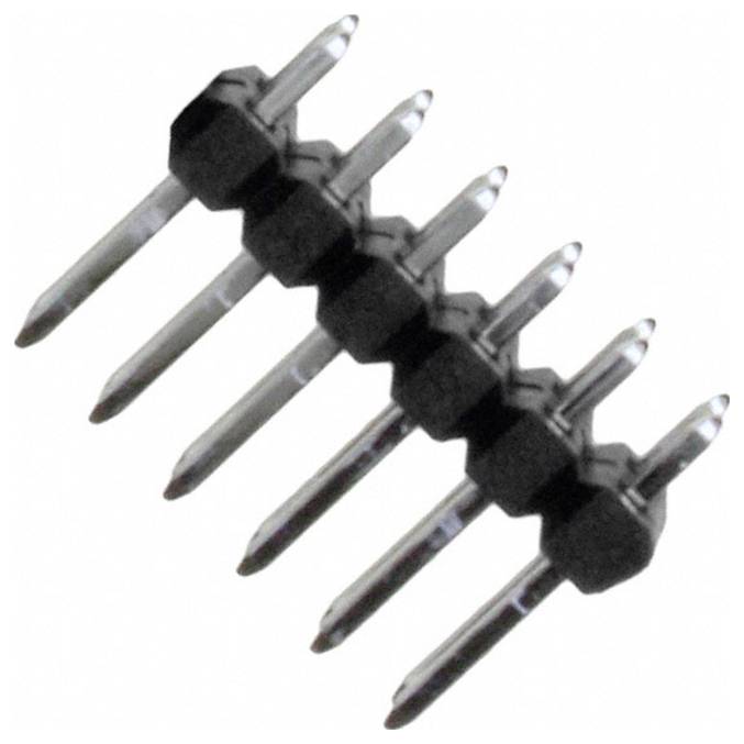 'A 6-pin header connector with two rows of three male pins each.'