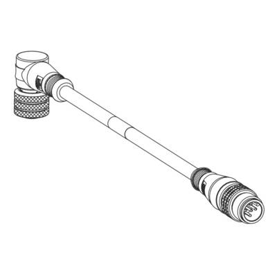 'Drawing of a cable with an angled plug on the left and a straight plug on the right, both circular connectors with multiple pins.'