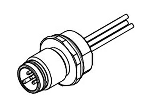 Drawing of a multi-pole plug with three wires. The plug has a round housing with multiple electrical contacts.