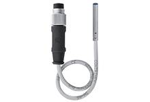 A sensor with a black connector plug and grey cable. The sensor has a cylindrical head and is likely used for temperature measurements.
