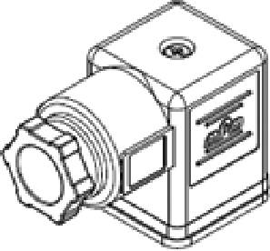 Technical drawing of a valve plug with screw fixing. Illustrates the form and structure for electrical connections.