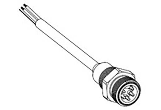 Black and white technical drawing of a connector with a circular connection and multi-core cable.