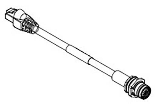 Simple technical drawing of a cable with plugs at both ends, suitable for electrical connections.