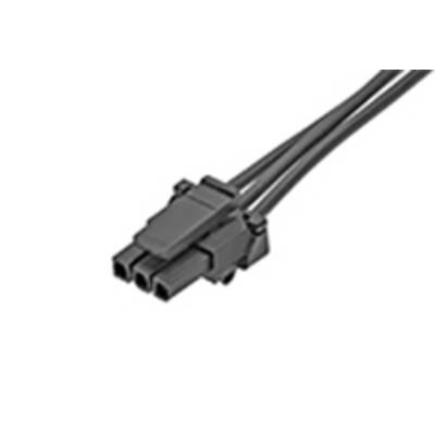 Black, three-pole connector with cables. Primarily suitable for electronic devices and wiring.