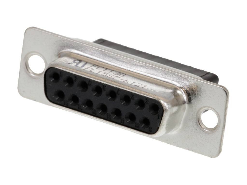 'A D-sub plug with 15 pins, commonly used for legacy computer connections.'