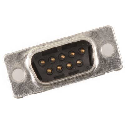 A DB9 plug with nine pins, commonly used for serial data connections in computer networks.