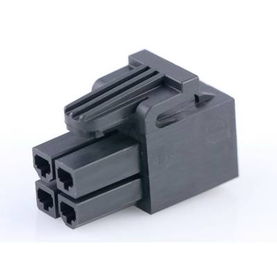 A black plastic plug with four rectangular openings, suitable for electronic connections.