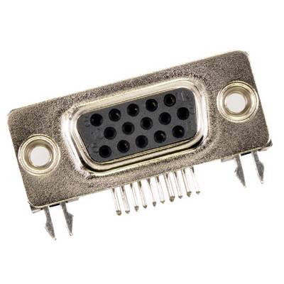 D-Sub connector with 15 pins, commonly used for VGA connections in computers and monitors. Silver metal casing.