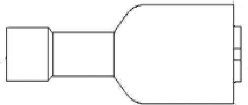 Technical drawing of a flange with valve stem, side view, showing the form and dimensioning of the components.