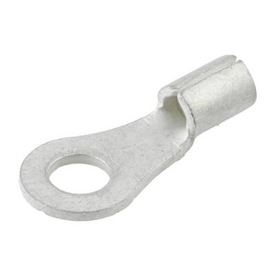 A tinned cable lug with a ring terminal for attaching cables to a bolt or connection.