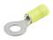 Yellow cable lug with ring terminal. Suitable for connecting and securing cables to screw connections.