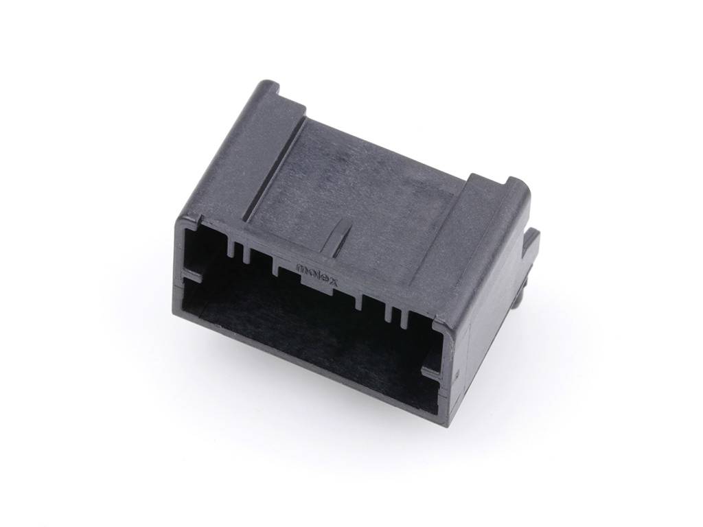 A black rectangular plastic enclosure with one open side, likely for mounting or protecting electronic components.