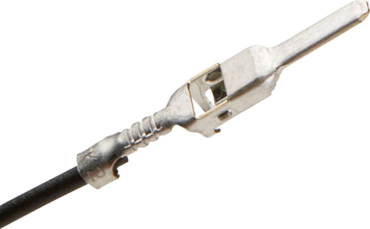 'Single flat plug on a black cable, shown as a close-up detail.'