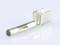 A silver-coloured electric flat plug socket contact terminal made of metal. It has a cylindrical opening and lateral wings.