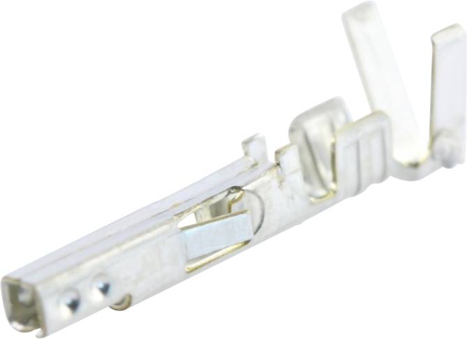 Metallic connector, suitable for connecting electrical cables, with two visible metal clips and a vertical tang.