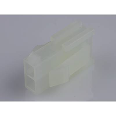 A transparent, white plastic enclosure with a rectangular cross-section that has two openings for electrical connections.